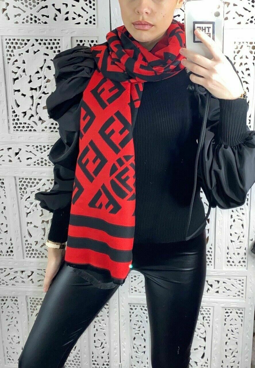Designer Inspired Fashionable FiFi Scarf In Red/Black
